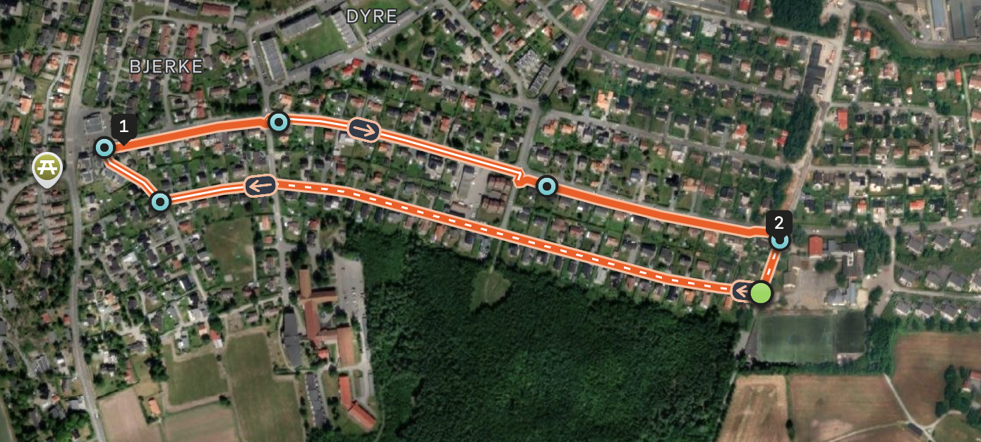Kart over 2 km rundløype på Ekholt i Moss